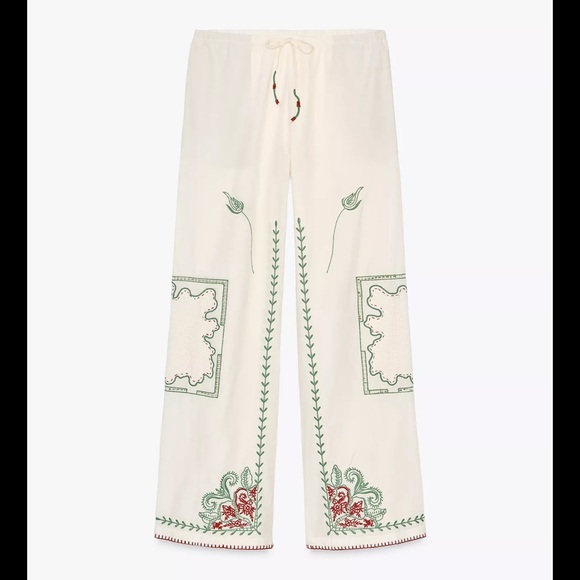 Zara ZW Collection Embroidered Pants - Picture 1 of 5